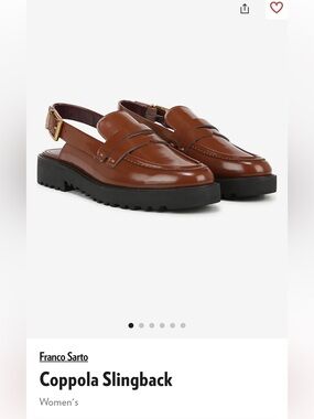 Franco Sarto Tan Leather Slingback Loafers with Black Lug Sole